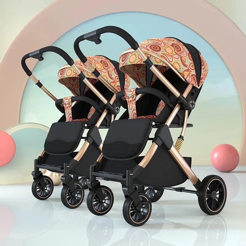 Passeggino gemellare leggero da 2 pezzi Seduta e sdraiata Passeggino bidirezionale staccabile ammortizzante ad alto paesaggio