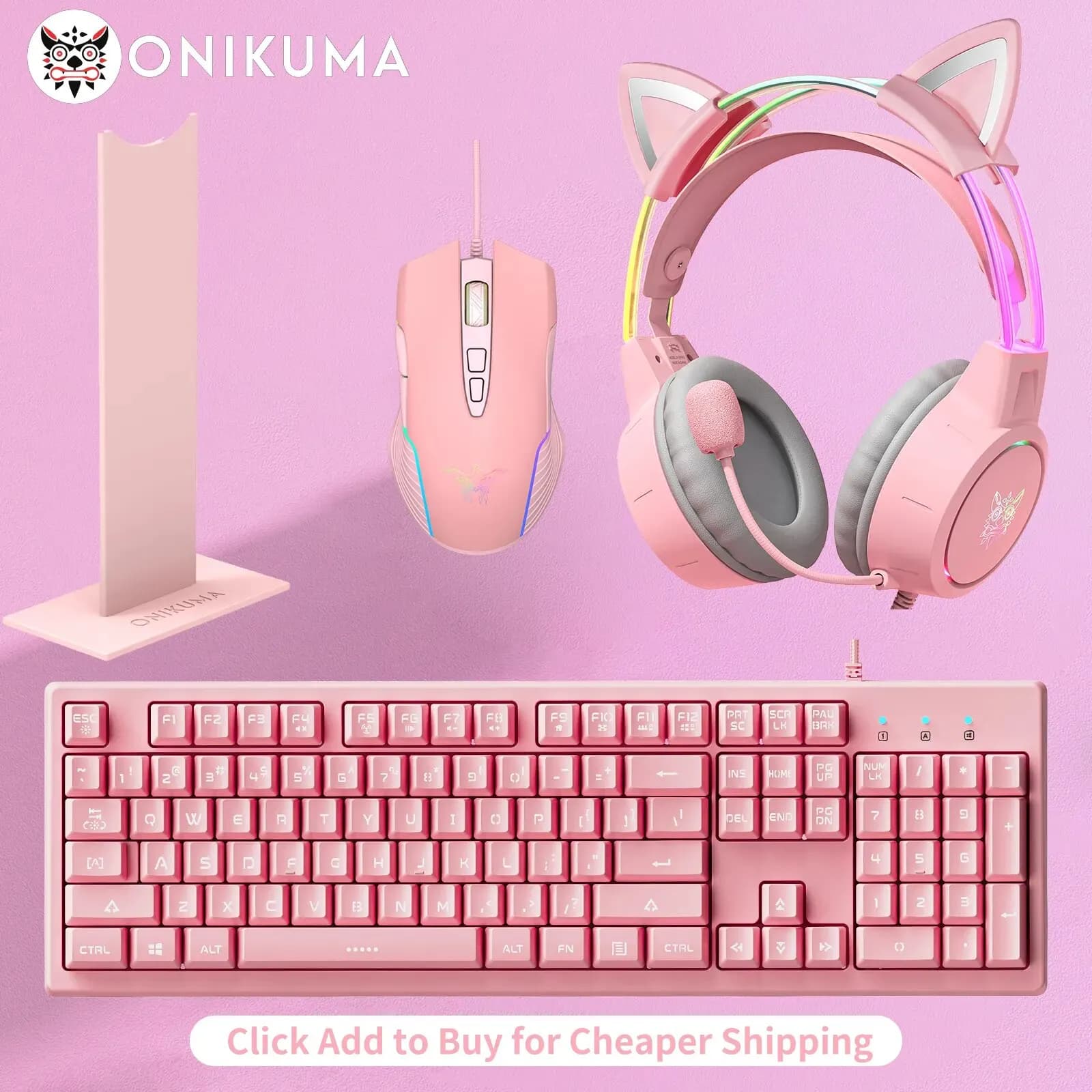 ONIKUMA Esports package game headphones with RGB light dynamic detachable cat ears support for Mouse wired headphones with Gamer microphone