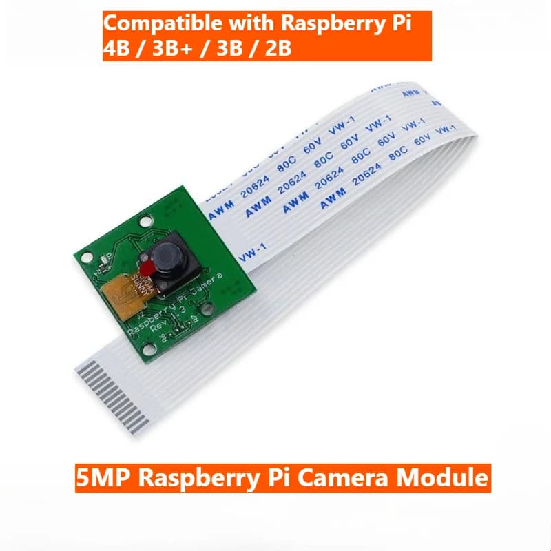 OV5647 5MP CSI Camera Module Compatible with Raspberry Pi 2B 3B 4B 5 Zero W for Robot & Drone DIY Projects