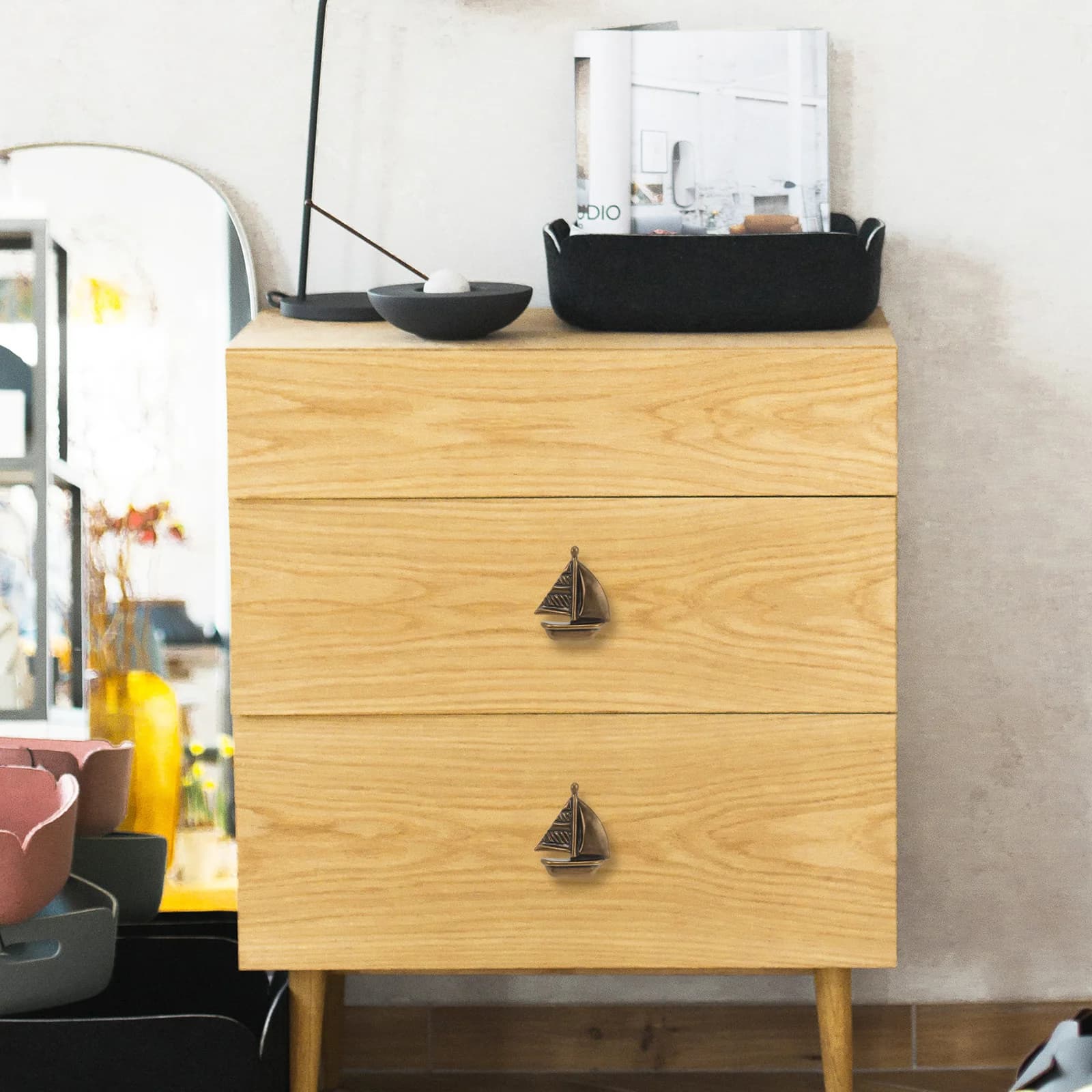 2 Pezzi Pomello per Mobile a Forma di Barca, Maniglia in Metallo per Cassetto, Pomello Decorativo a Foro Singolo per Armadio, Guardaroba e Credenza