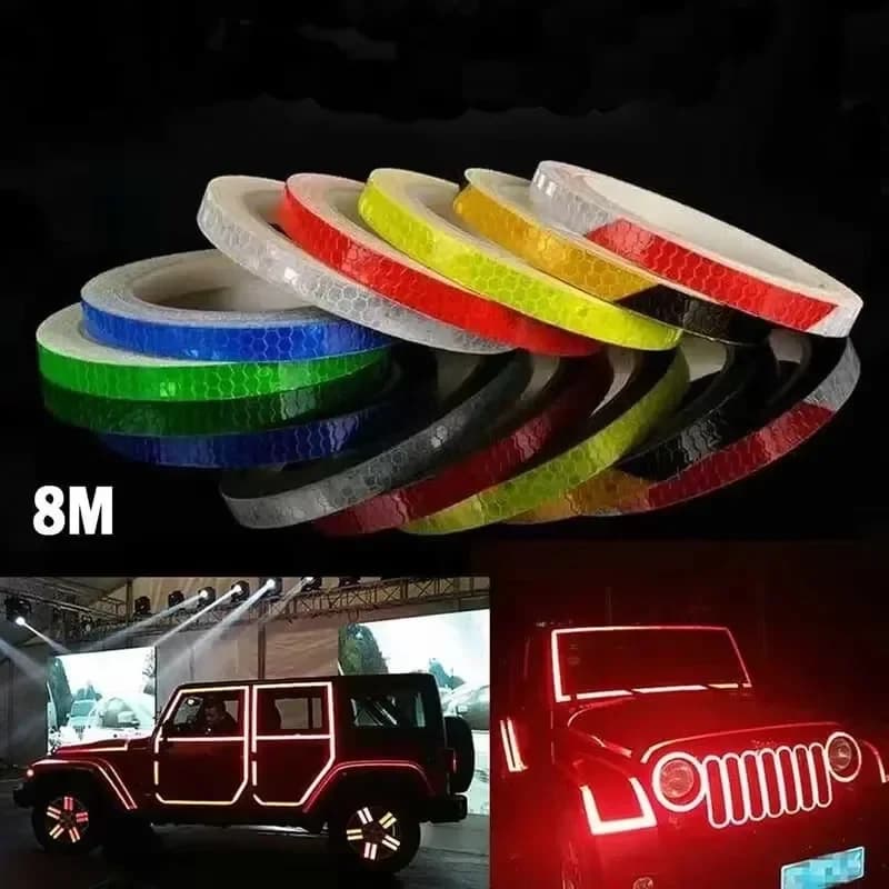 1 cm * 8 m stickers for bike reflective fluorescent tape MTB bicycle strips for cycling bike helmet motorcycle accessory