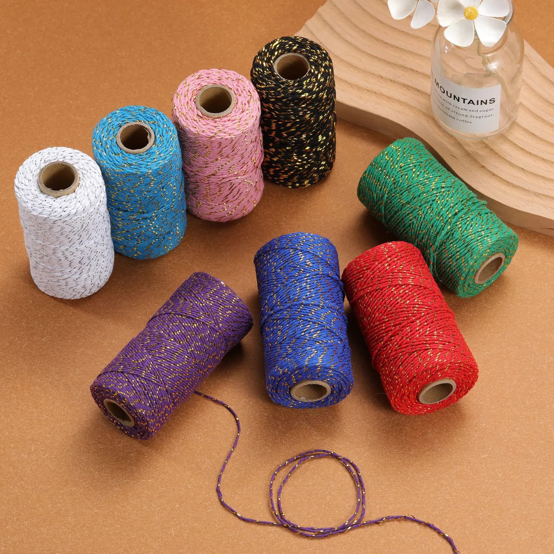100 metri 2mm doppio colore cavo di cotone filo dorato per l'imballaggio regalo di San Valentino confezioni regalo di Natale accesso fatto a mano fai da te