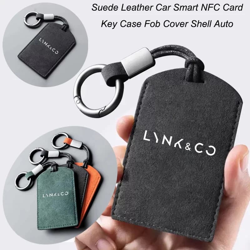 Pelle scamosciata Auto NFC Card Key Cover Fob Custodia protettiva Shell Portachiavi automatico per Lynk & Co 01 02 03 04 05 06 07 08 09 Auto