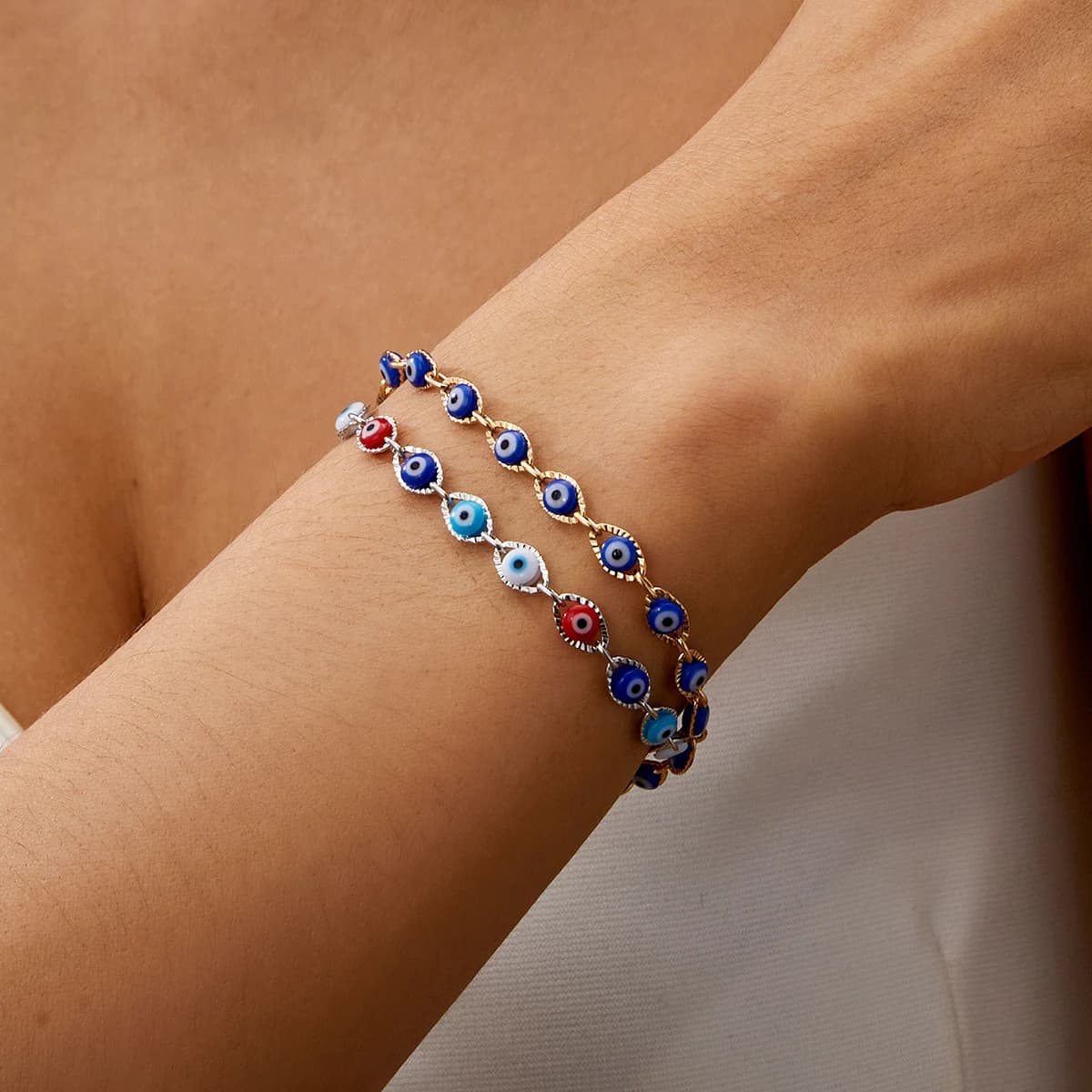 Braccialetti turchi fortunati malocchio per donna uomo rosso blu occhio catena di metallo regolabile buona fortuna ricchezza amicizia gioielli
