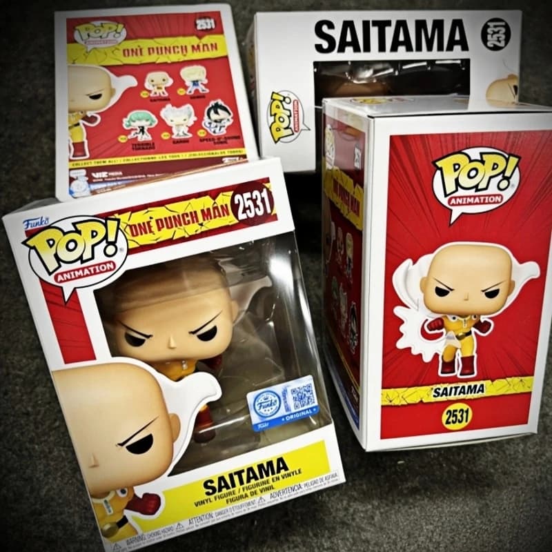 Funko Pop! Original One Punch Man Saitama Punching #2531 Vinyl Figure Anime Collectible Model Desktop Decor Toys Gift for Fans