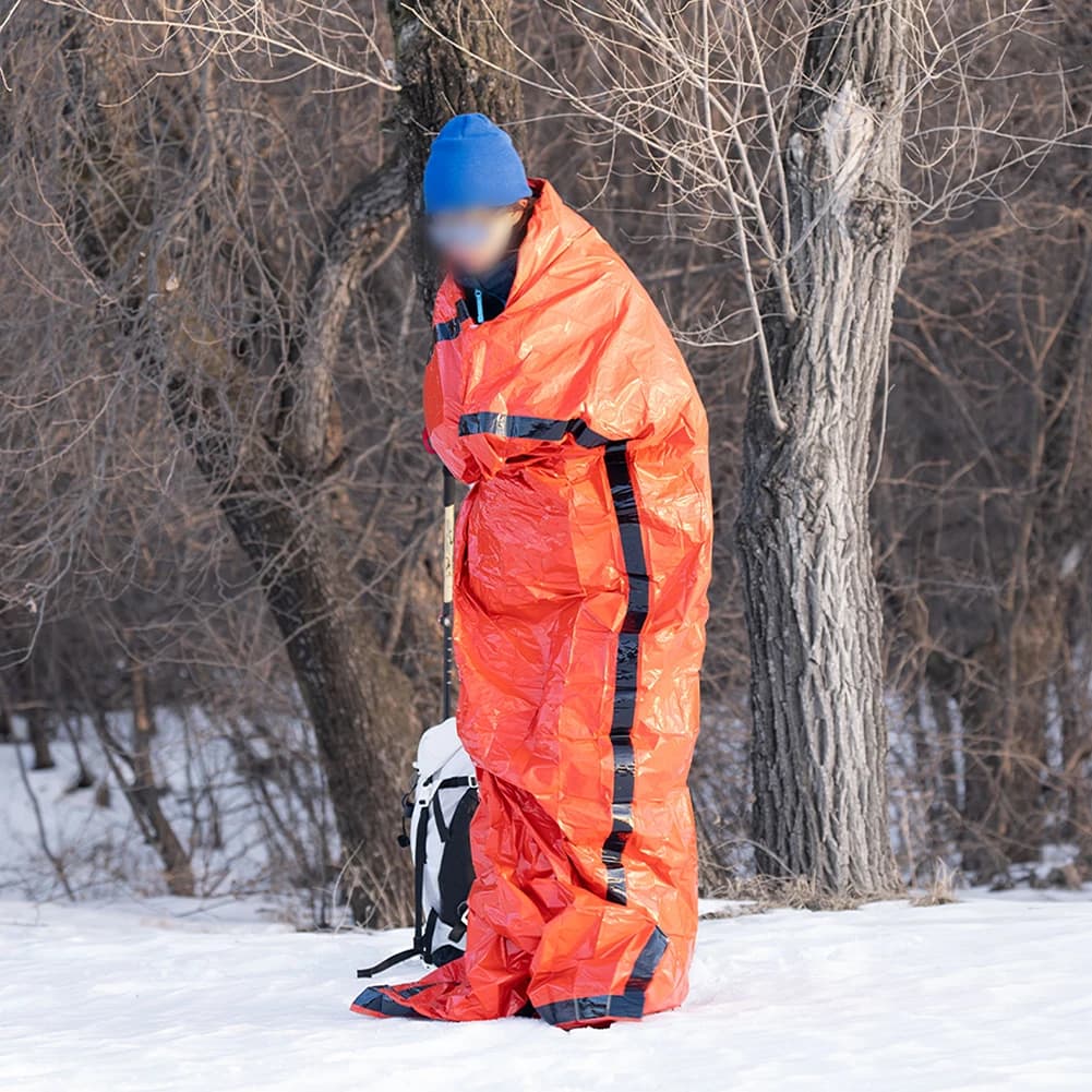 Sacco a pelo di sopravvivenza da campeggio 210x105 cm PE Pellicola di alluminio Portatile allargamento Ispessimento Sacco a pelo All'aperto Fuori Bug-Bag Parti