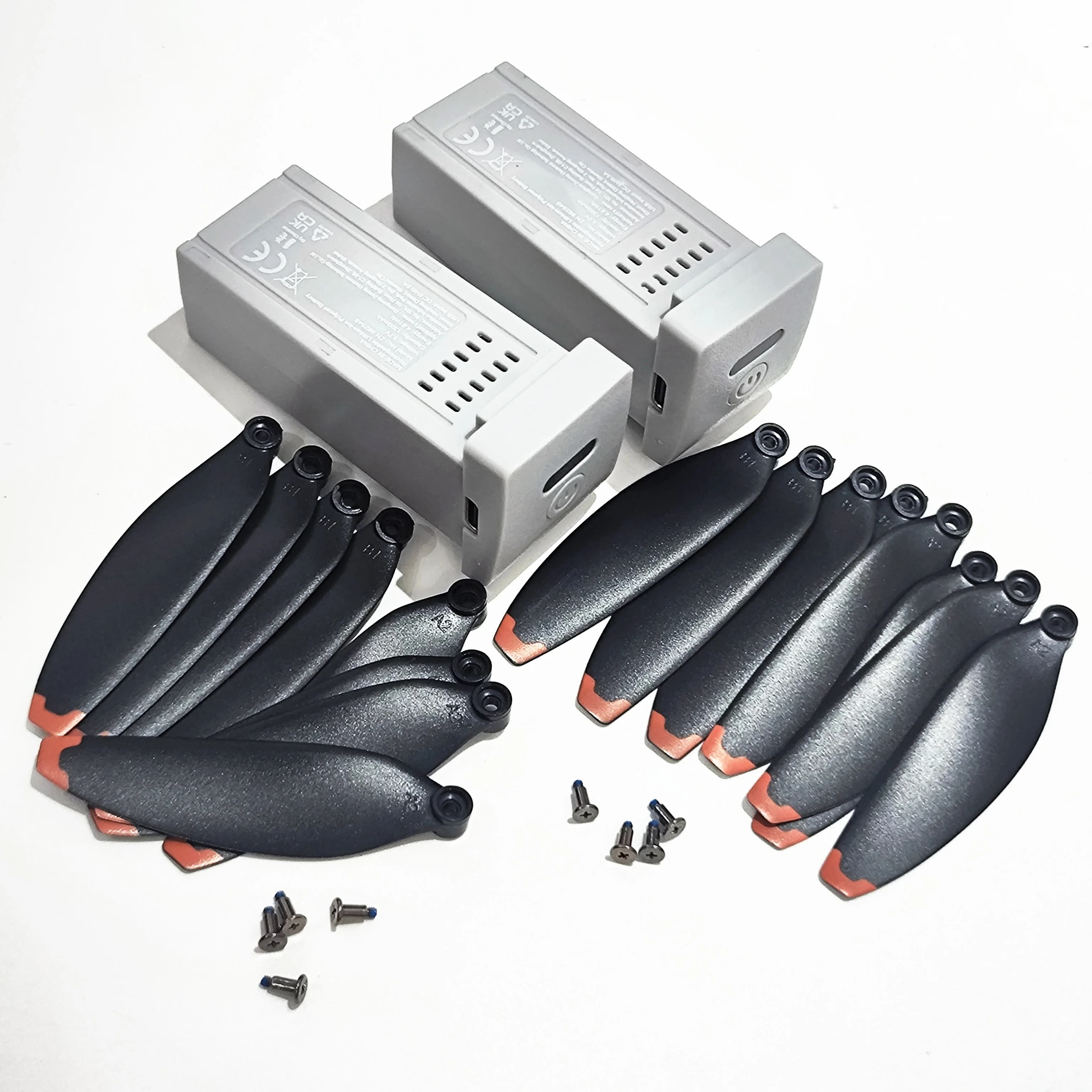 Batteria Li-ion Originale GT50 Drone 3.7V/1300mAh (2 Pezzi) + 16 Pezzi Eliche/Propelle a Foglia d'Acero per Quadricottero GT50PRO