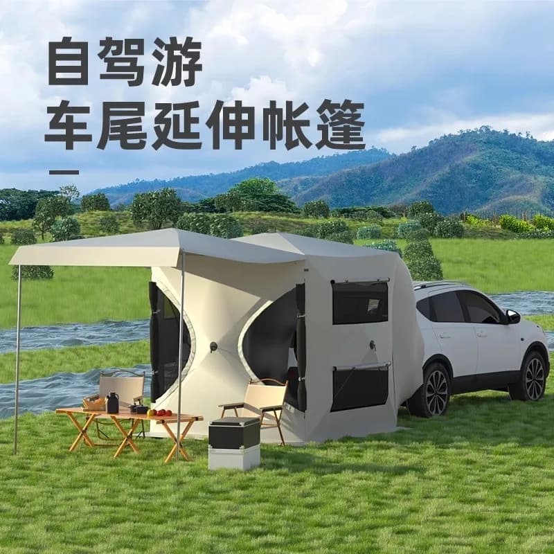 Tenda Posteriore JC per SUV, Estensione per Campeggio all'Aperto, Tenda Laterale Universale per Tour in Auto, Veranda per Campeggio Notturno Anti-Zanzare