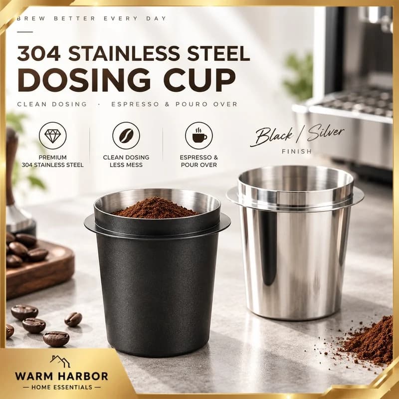 304 Stainless Steel Coffee Dosing Cup Espresso Powder Catcher Bean Measuring Cup Grinder Grounds Receiver Pour Over Aroma Cup