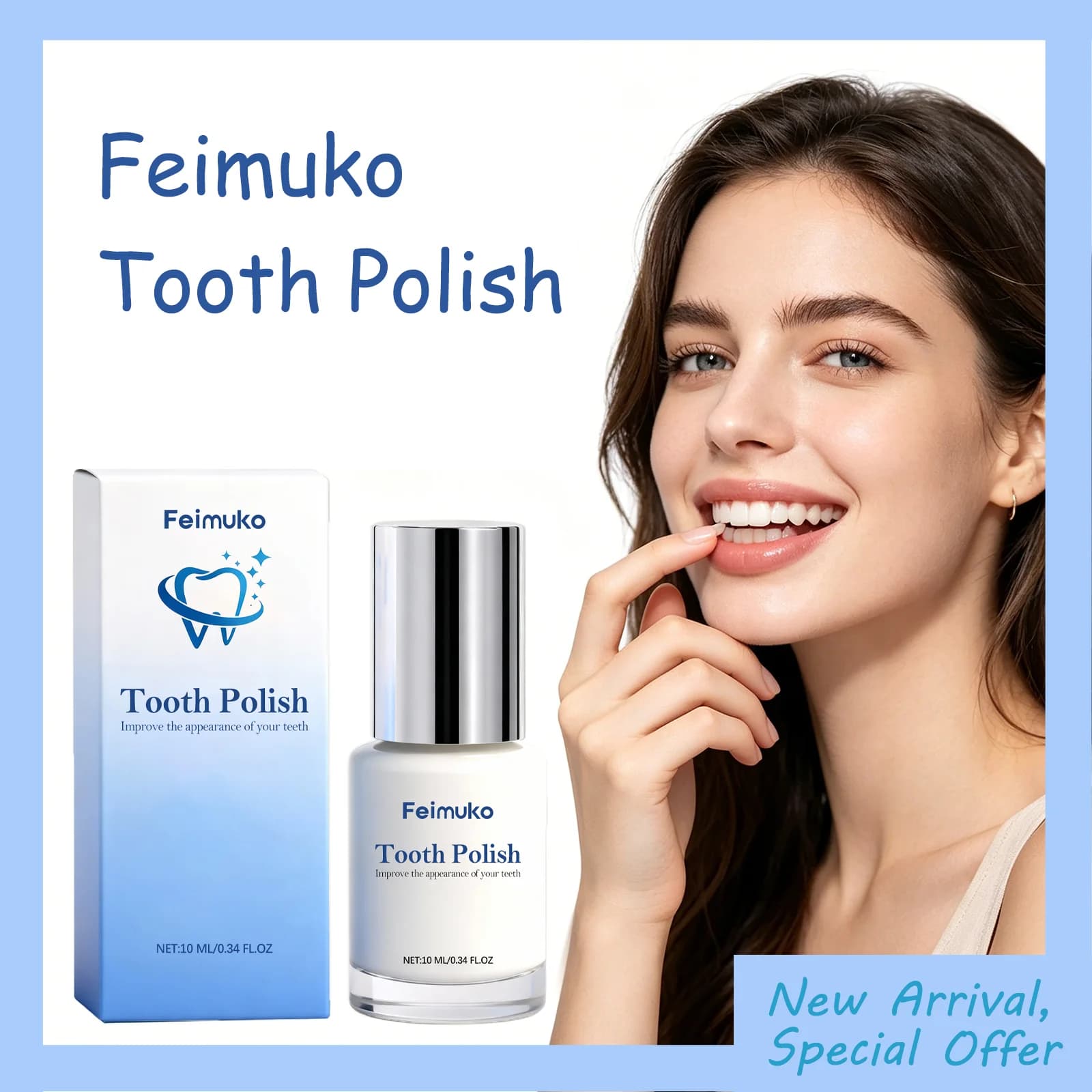 Feimuko 10ml Lucidante per denti Sbianca i denti Rimuove le macchie Rinfresca l'alito Texture leggera e liscia Facile da usare Migliora l'aspetto dei denti