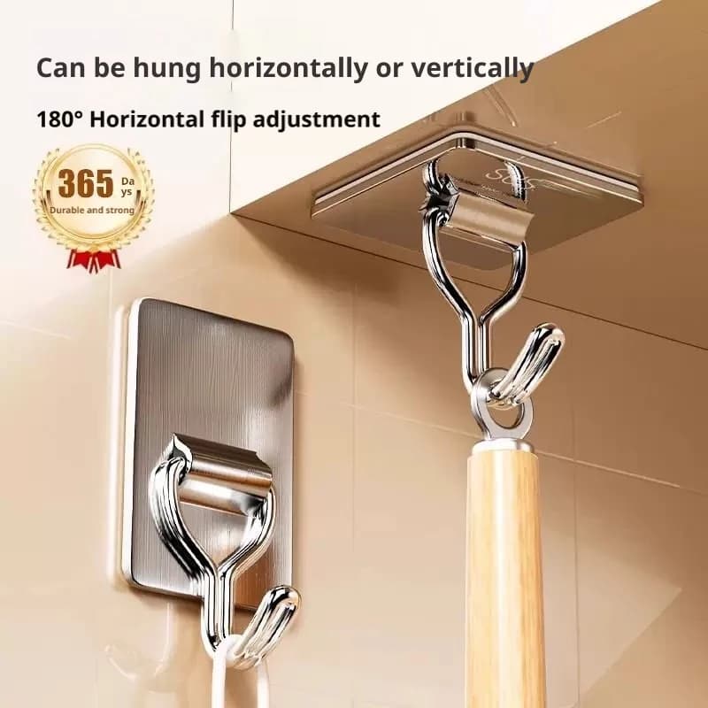 Adhesive Wall Hooks Stainless Steel Door Wall Hangers for Kitchen Bathroom Organizer Storage Hook Towel Clothes Holder