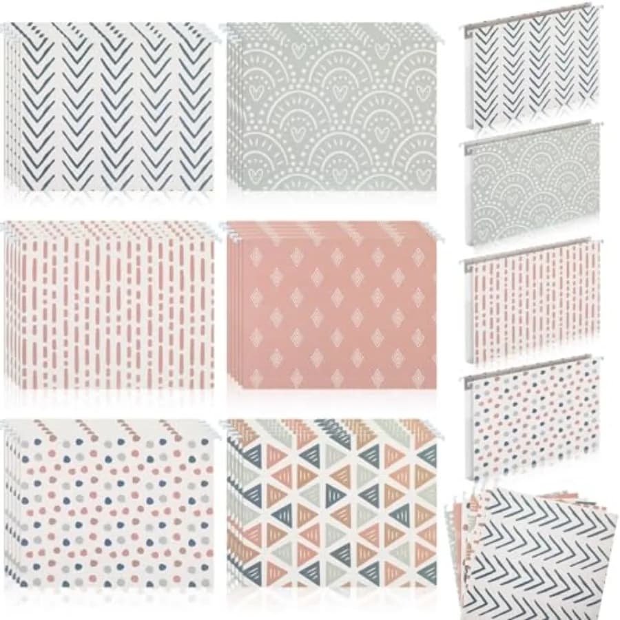 30 Pezzi Cartelle Portadocumenti Boho da Appendere 9,5 x 11,5 Pollici, Cartelle Decorative Carine Formato Lettera con Linguette Regolabili per il Ritorno a Scuola