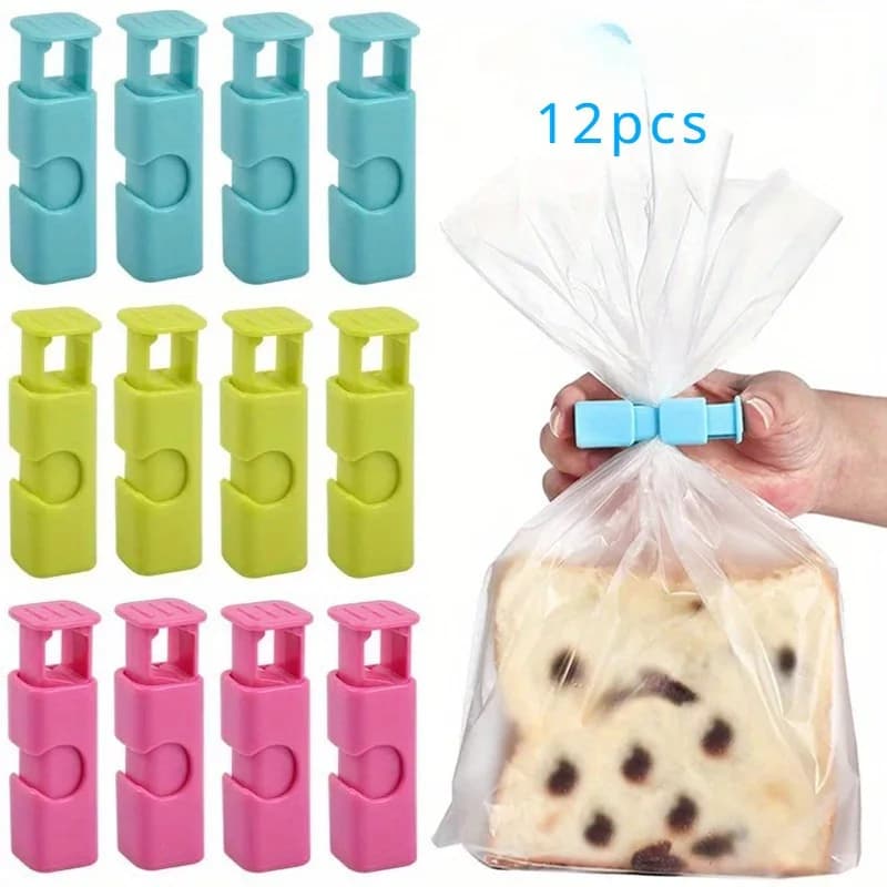 Clip per sacchetti per alimenti multicolori da 12 pezzi – Morsetti di chiusura durevoli e riutilizzabili con meccanismo a molla flessibile