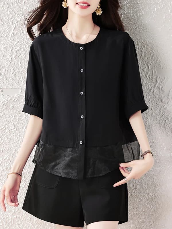 Camicia Cardigan alla Moda con Design Snellente in Vita che Nasconde le Imperfezioni, Elegante Camicia da Donna a Maniche Lunghe in Poliestere per Primavera Estate