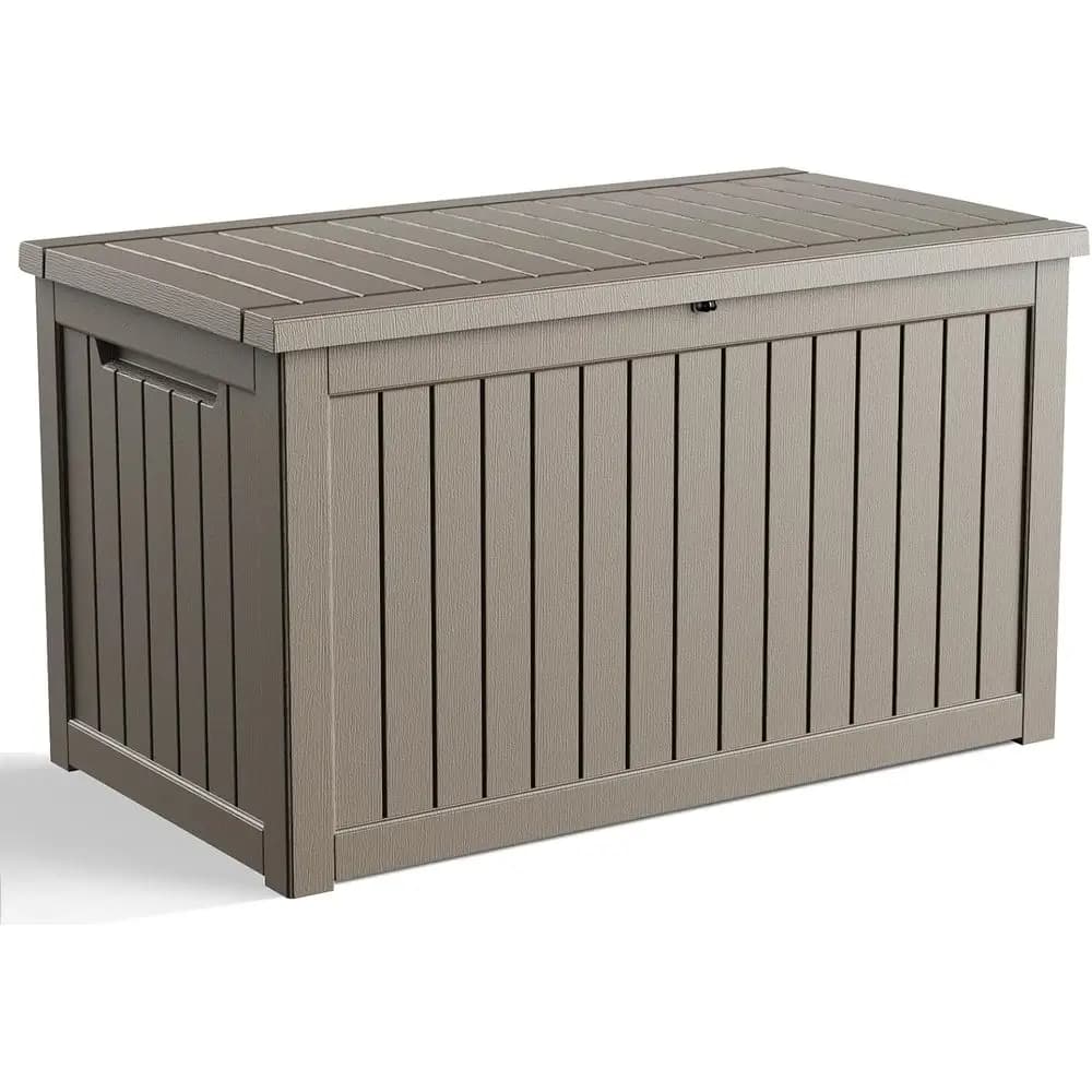 Contenitore da Esterno con Chiusura di Sicurezza da 280 Galloni per Attrezzi da Giardino e Cuscini - Contenitore in Resina Resistente alle Intemperie in Grigio
