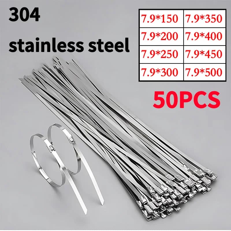 Fascette con cerniera in acciaio inossidabile 304 per impieghi gravosi da 7,9 mm, cinghie metalliche autobloccanti per macchinari industriali e installazioni elettriche