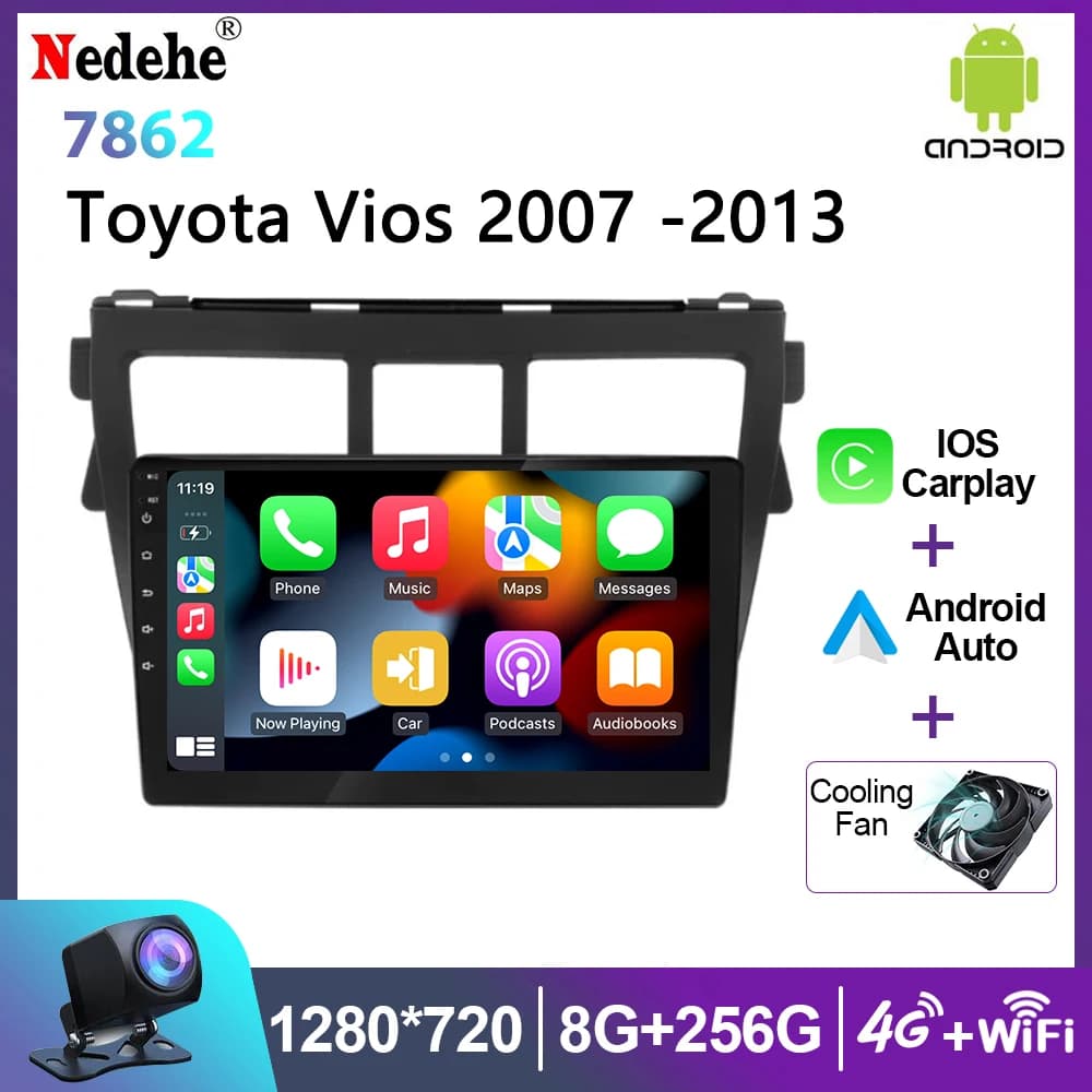 Android 14 Per Toyota VIOS Yaris 2007 2008 2009 2010-2012 Autoradio Stereo Lettore Multimediale Carplay Auto 2din navigazione GPS 4G