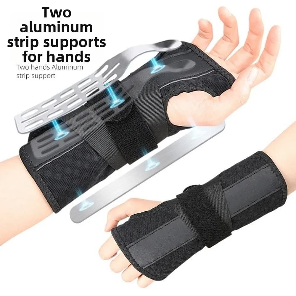 Supporto per Polso in Doppia Lastra di Alluminio, Fascia Fissa Traspirante, Stabilizzatore per Polso, Protezione per Mano Regolabile a Pressione