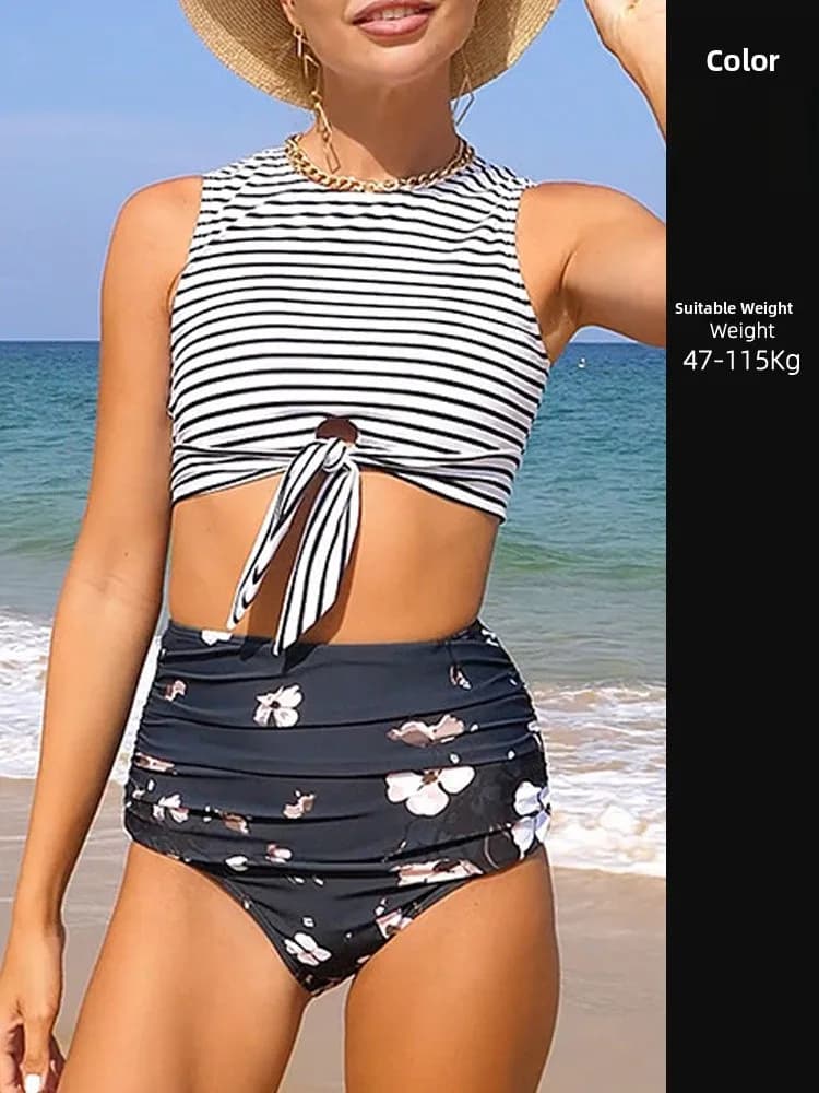 Nuovo Bikini a Vita Alta 2024, Taglie Grandi, Costume da Bagno Separato Stile Gilet per Vacanze e Terme