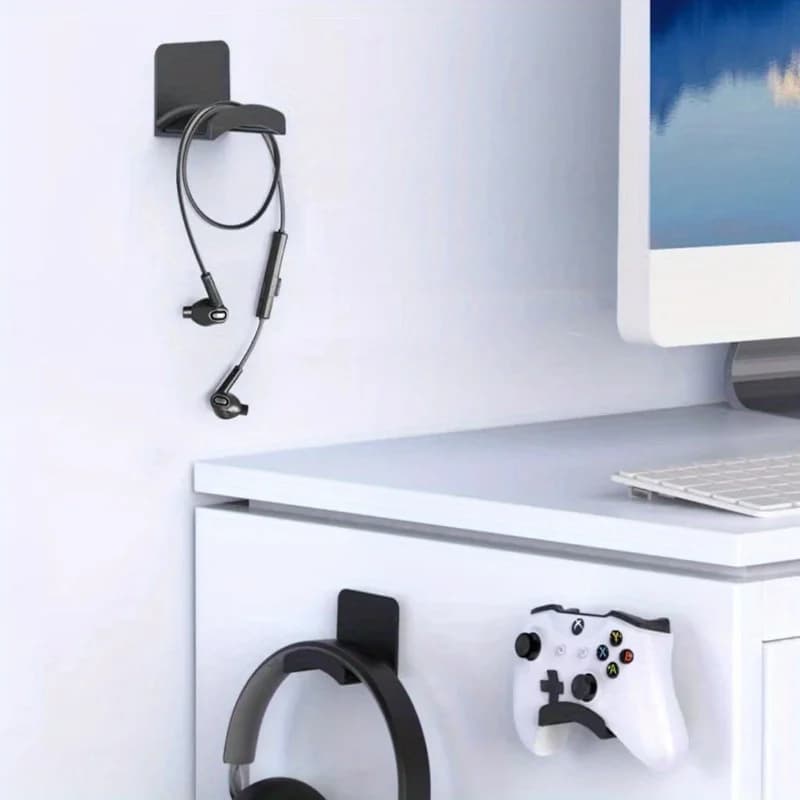 New Universal Headphone Stand Adhensive Plastic Wall Mount Hanger Under Desk Headset Rack Holder Support Gaming Earphone Bracket