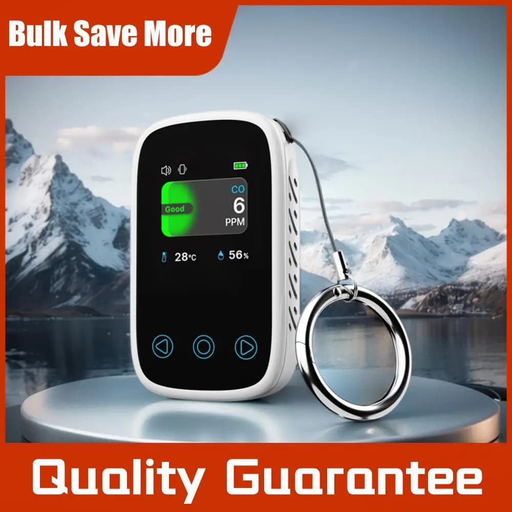 Tester di Qualità dell'Aria 3 in 1 con Luminosità Automatica, Misuratore Portatile di CO, Temperatura e Umidità con Display Digitale per Casa, Esterni, Garage e Viaggi