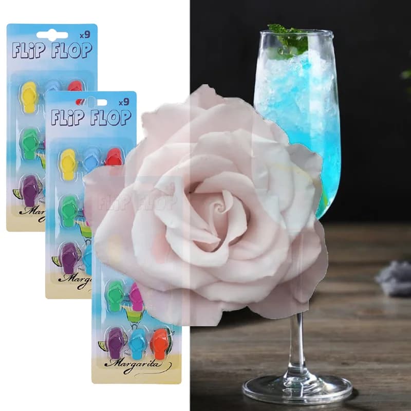 Popular 9Pcs/Set Silicone Slippers Wine Glass Charms Wine Glass Markers Party Cocktails Drinking Cup Sign Suction Cup Identifier