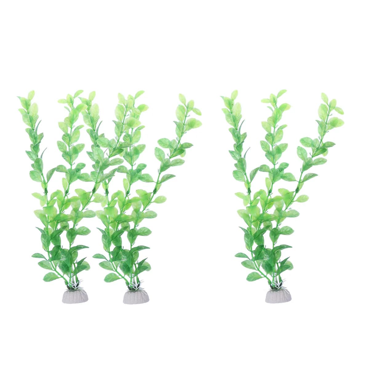3Pcs Artificial Fish Tank Green Plastic Plants Aquarium Decorations Lifelike Non-Toxic Ceramic Base Water Grass for Fresh