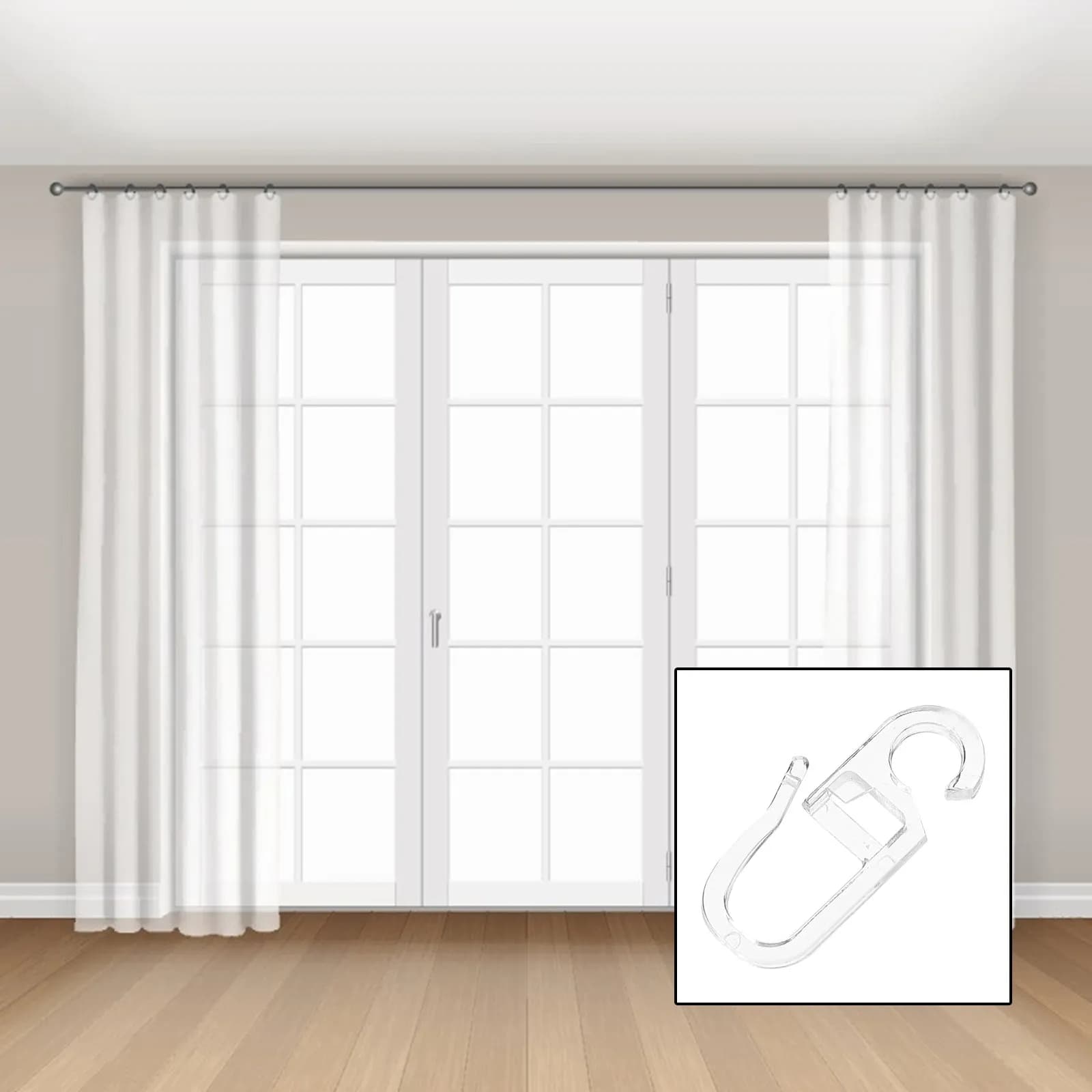 100Pcs Curtain Hooks Tiebacks Holdbacks Plastic Wall Hooks for Modern Traditional Classical Interiors
