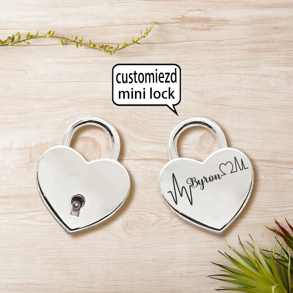 Lucchetto Vintage Personalizzato con Battito Cardiaco, Regalo per Moglie o Fidanzata, Serratura Personalizzabile per Borse, Valigie e Scatole