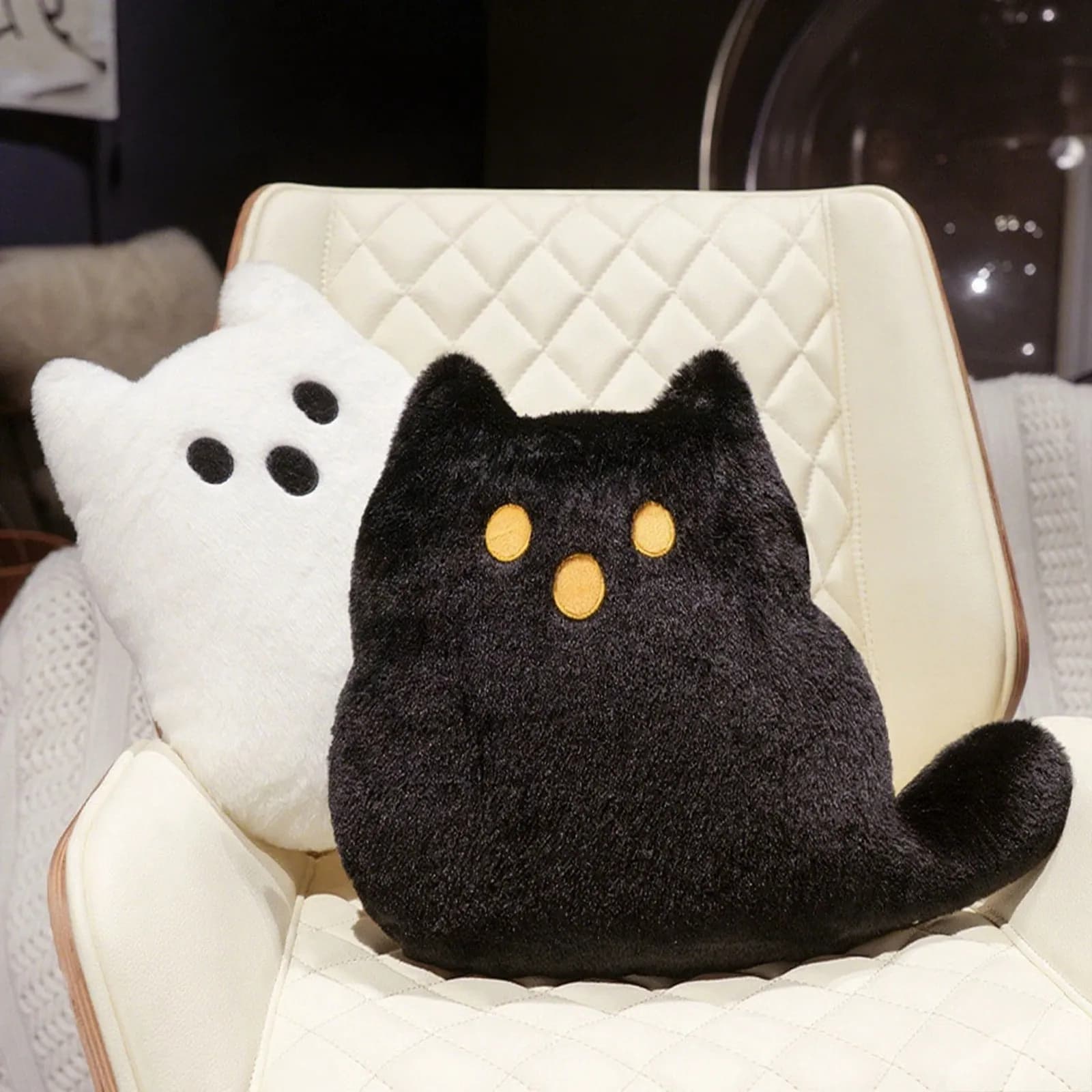 Halloween Black Cat Plush Toy Cute Stuffed Animal Gift For Kids Soft Plushie Doll Adorable Halloween Decor Kawaii Black Cat Toy