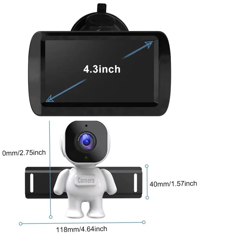 Telecamera per auto per bambini di vendita calda di Amazon con visione notturna con monitor da 4,3 pollici Telecamera per sedile posteriore per auto con ampia vista