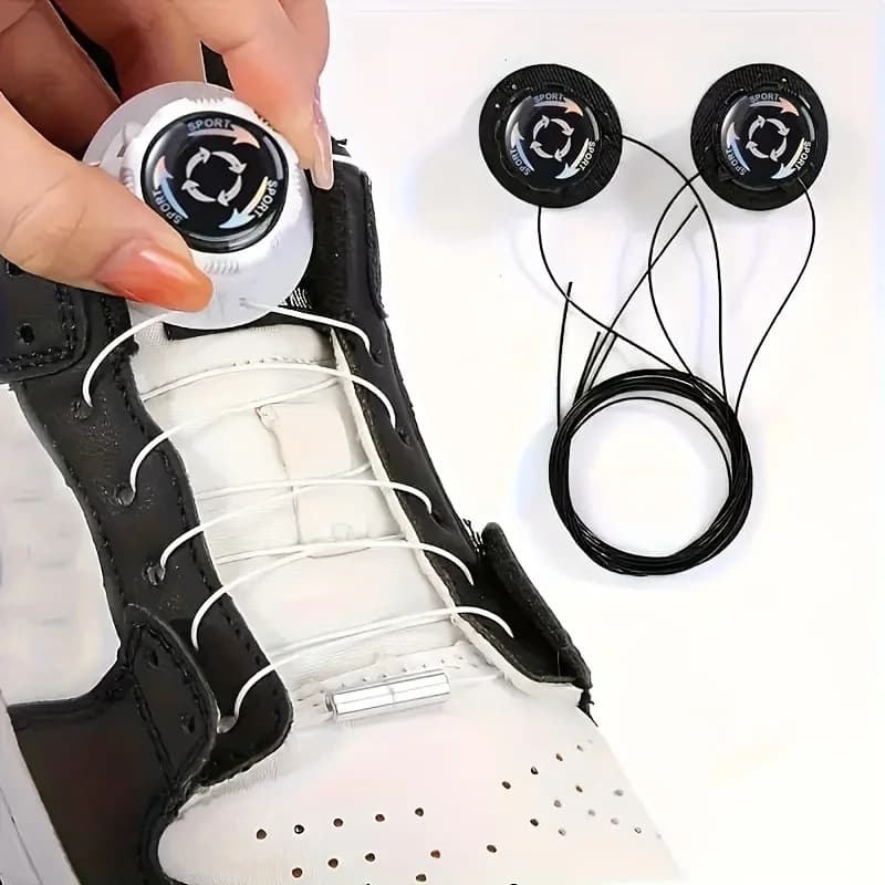 1 Paio di Lacci per Scarpe in Metallo con Fibbia Automatica Girevole per Bambini/Adulti, Lacci Senza Nodo con Chiusura Rapida per Sneakers