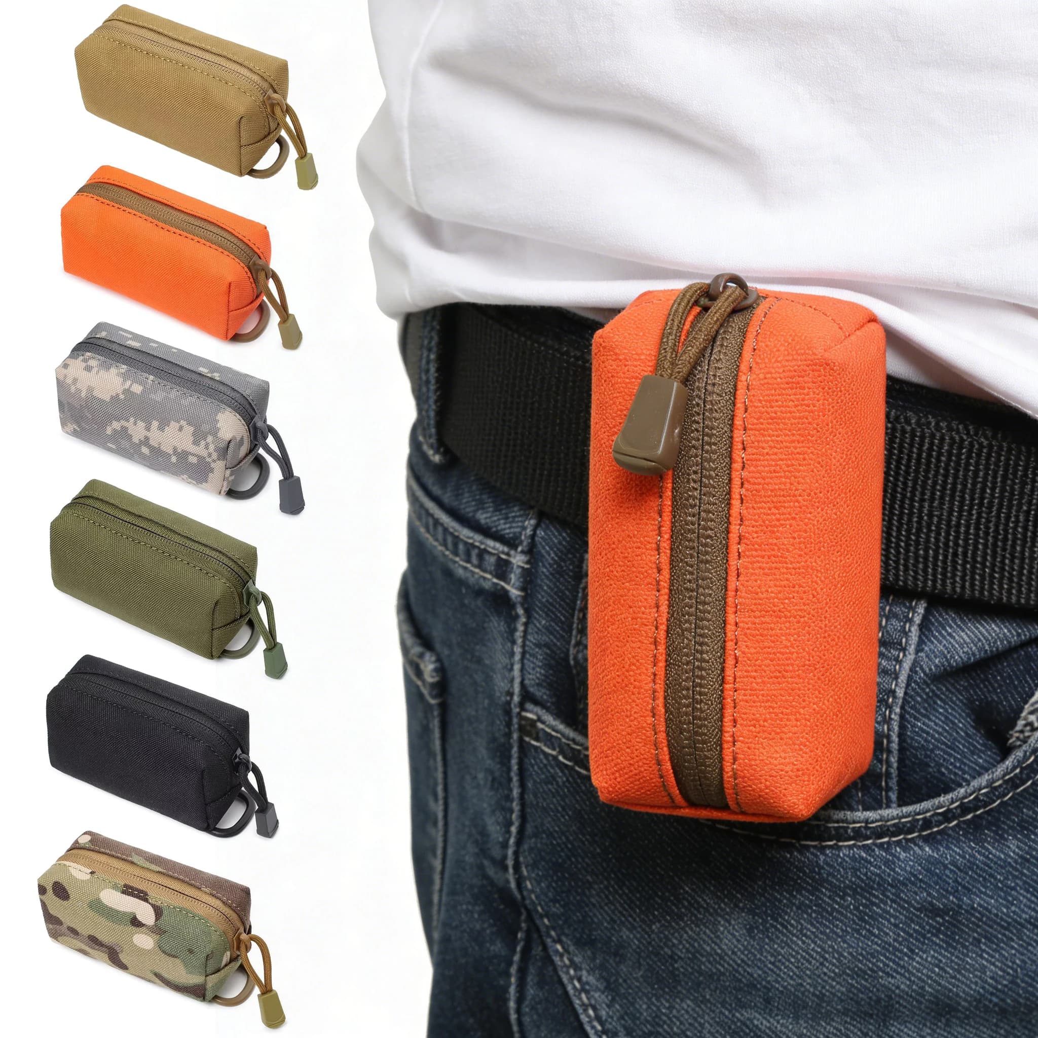 Borsa Tattica da Cintura per Esterni, Organizer Portachiavi, Mini Pochette Molle Portatile, Portamonete da Uomo, Kit Attrezzi EDC per Escursionismo e Campeggio
