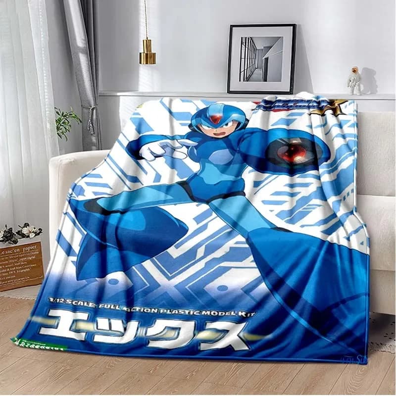 Cartoon Rockman Megaman Game Soft peluche coperta, coperta di flanella coperta per soggiorno camera da letto divano letto Picnic Cover Kids