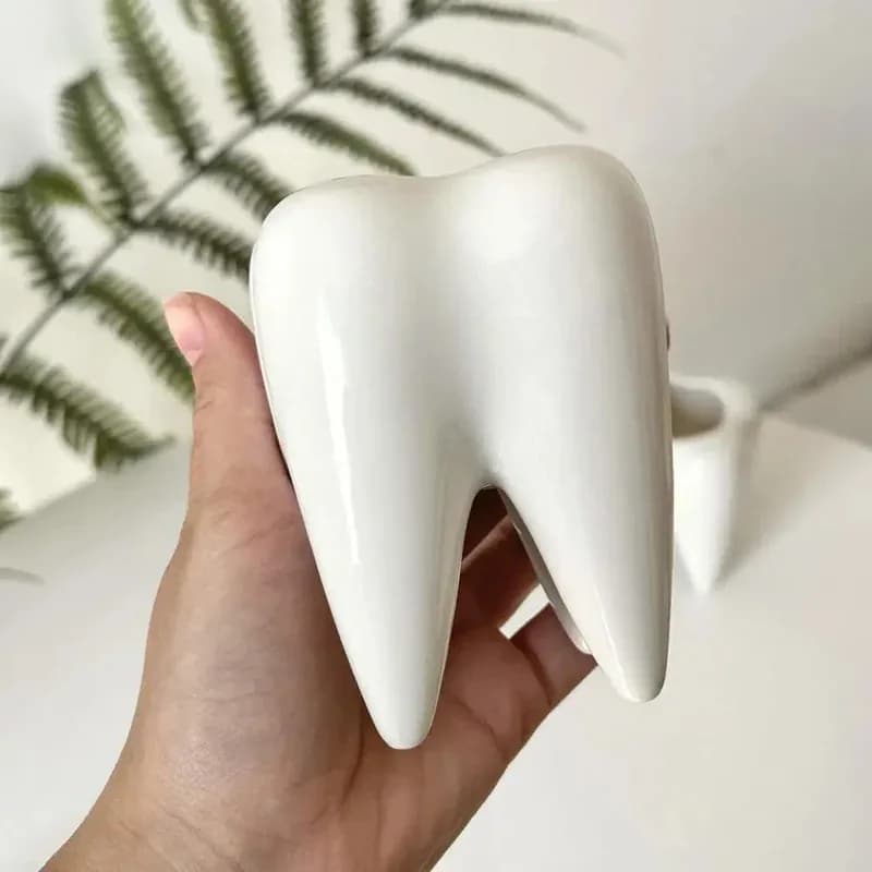 Contenitore in Ceramica per Regali Dentali, Divertente Portapenne a Forma di Spazzolino, Organizzatore per Elastici e Forniture Mediche