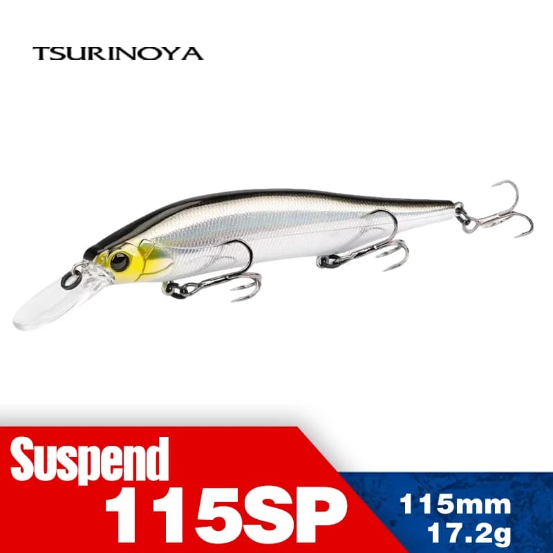 TSURINOYA 115mm 17.2g Sospensione Minnow Richiamo di Pesca Sistema di Peso AURORA 115sp Lancio Lungo Luccio Jerkbait Esche Dure