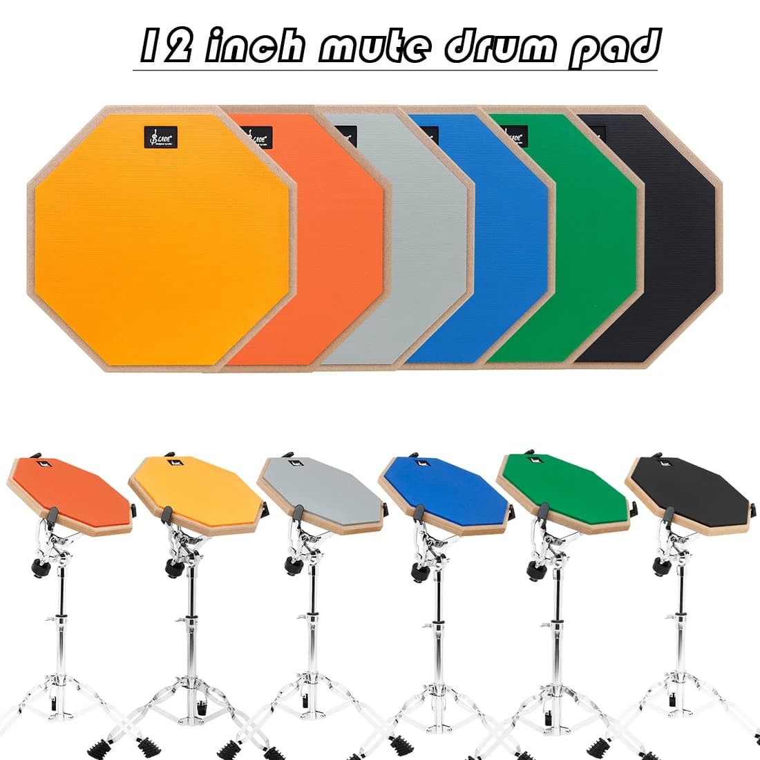SLADE Kit supporto per batteria da 12 pollici Set di supporti per batteria da pratica regolabile su due lati per principianti di esercizi di batteria jazz