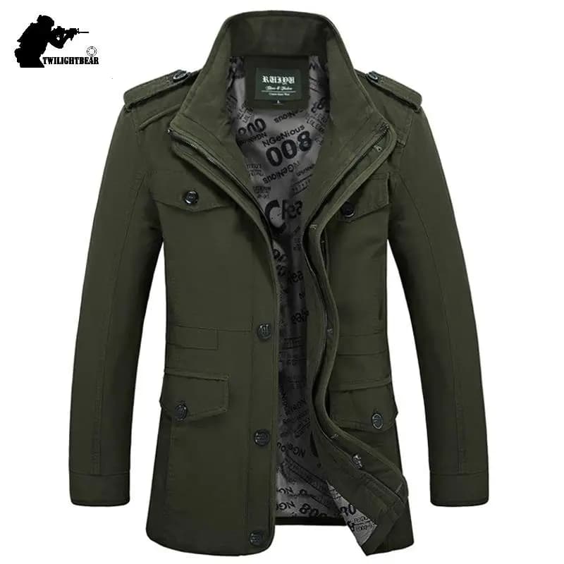 Giacca Lunga da Uomo Taglie Forti 6XL, Cappotto Trench Casual in Cotone Tinta Unita per Primavera Autunno, Abbigliamento Uomo A2F5806