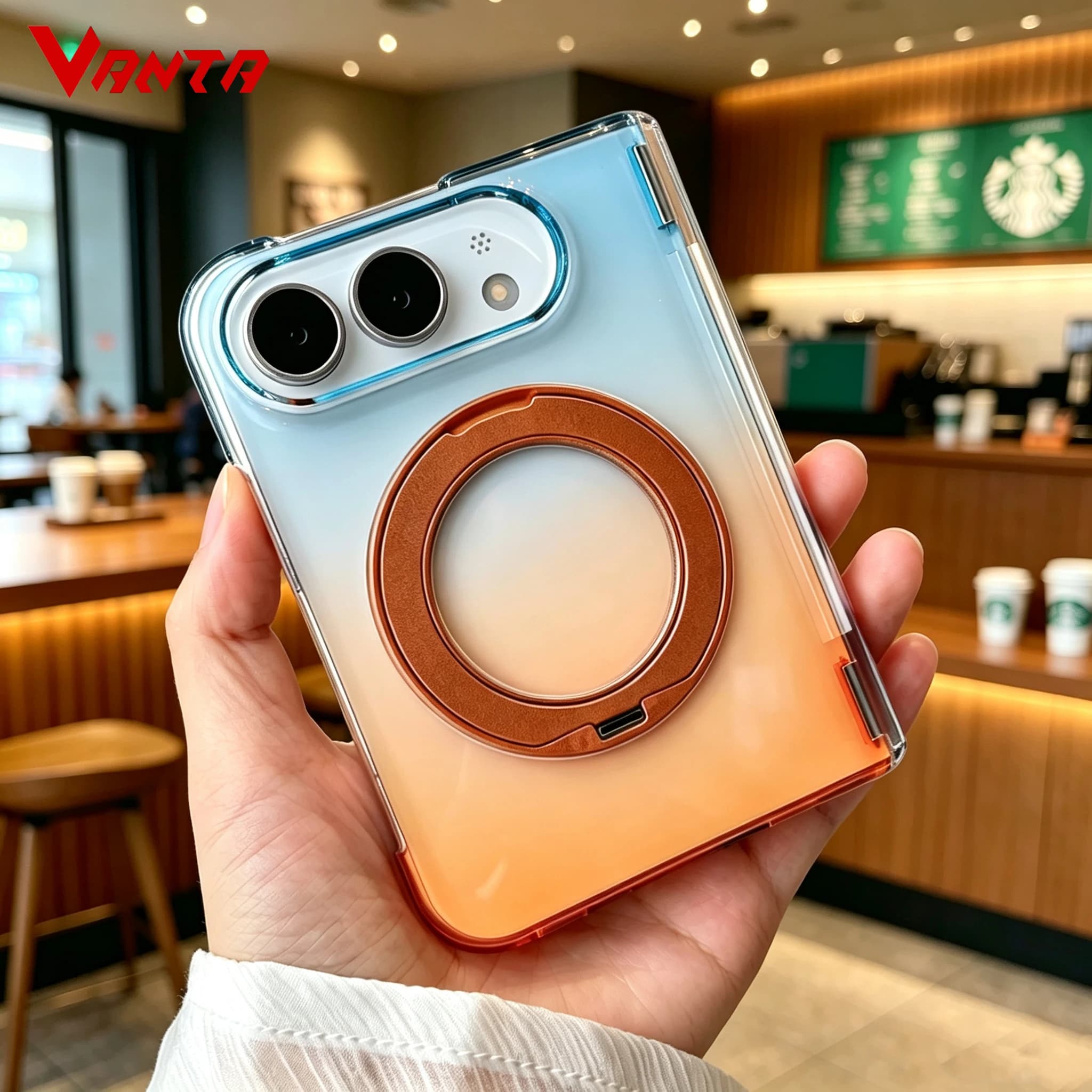 360° Rotating Kickstand for Magsafe Case, Magnetic Slim Cover for iPhone Ultra, Gradient Shockproof Bumper with Ring Holder