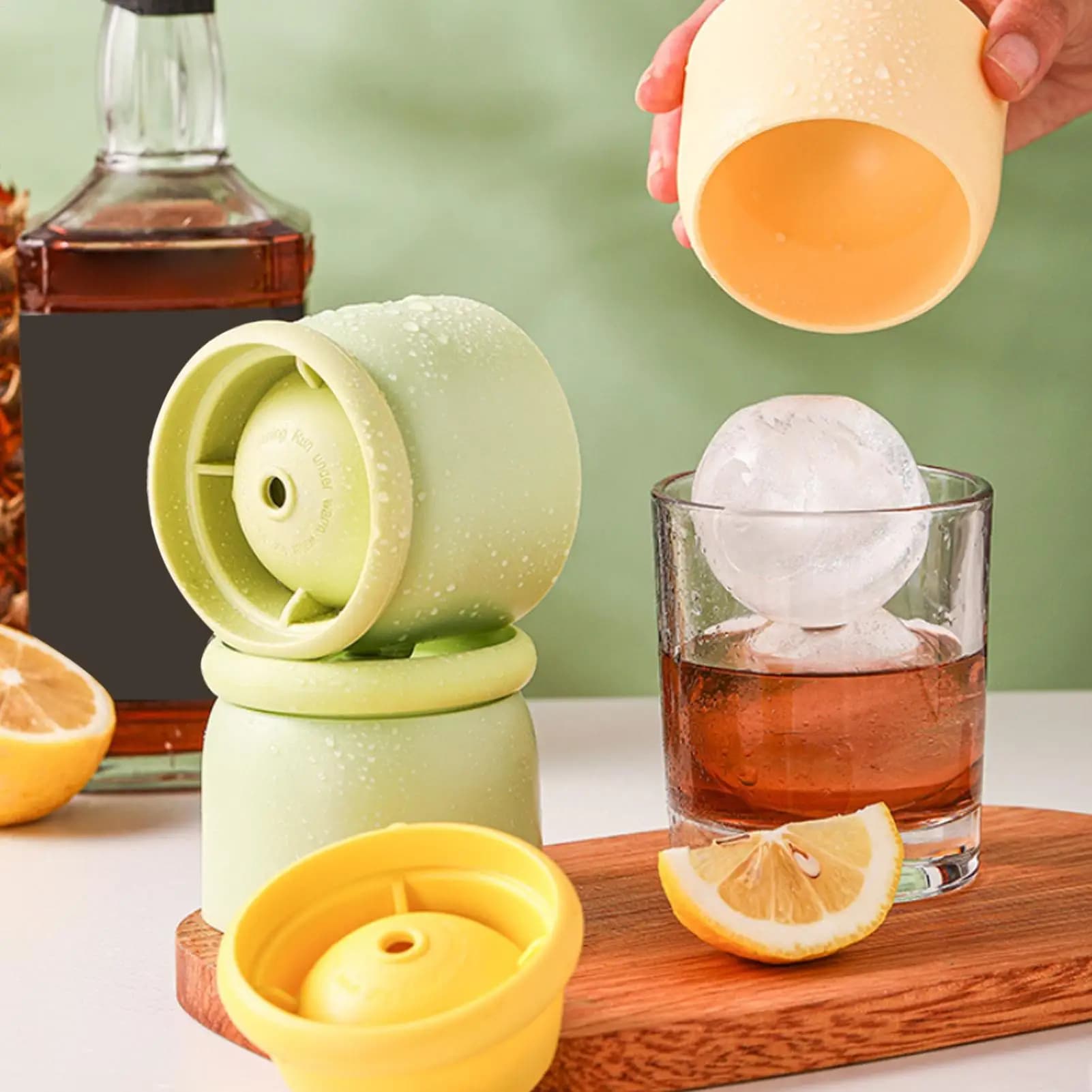 Stampo per cubetti di ghiaccio circolari, stampo per sfere di ghiaccio per whisky, stampo per blocchi di ghiaccio grandi, stampo per sfere, stampo in silicone per ghiaccio rotondo per whisky.