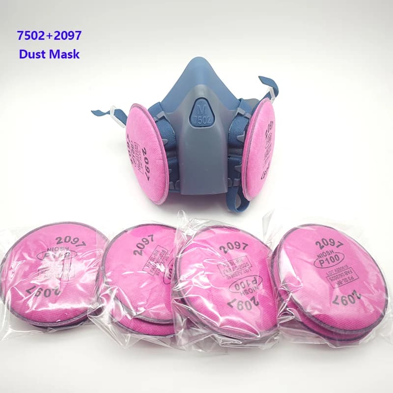 Silicone 7502 Antigas Mask with Filter 2097 and Set of Glasses for Powder, Spray Paint, Formaldehyde, Sawing, Grinding and Joinery