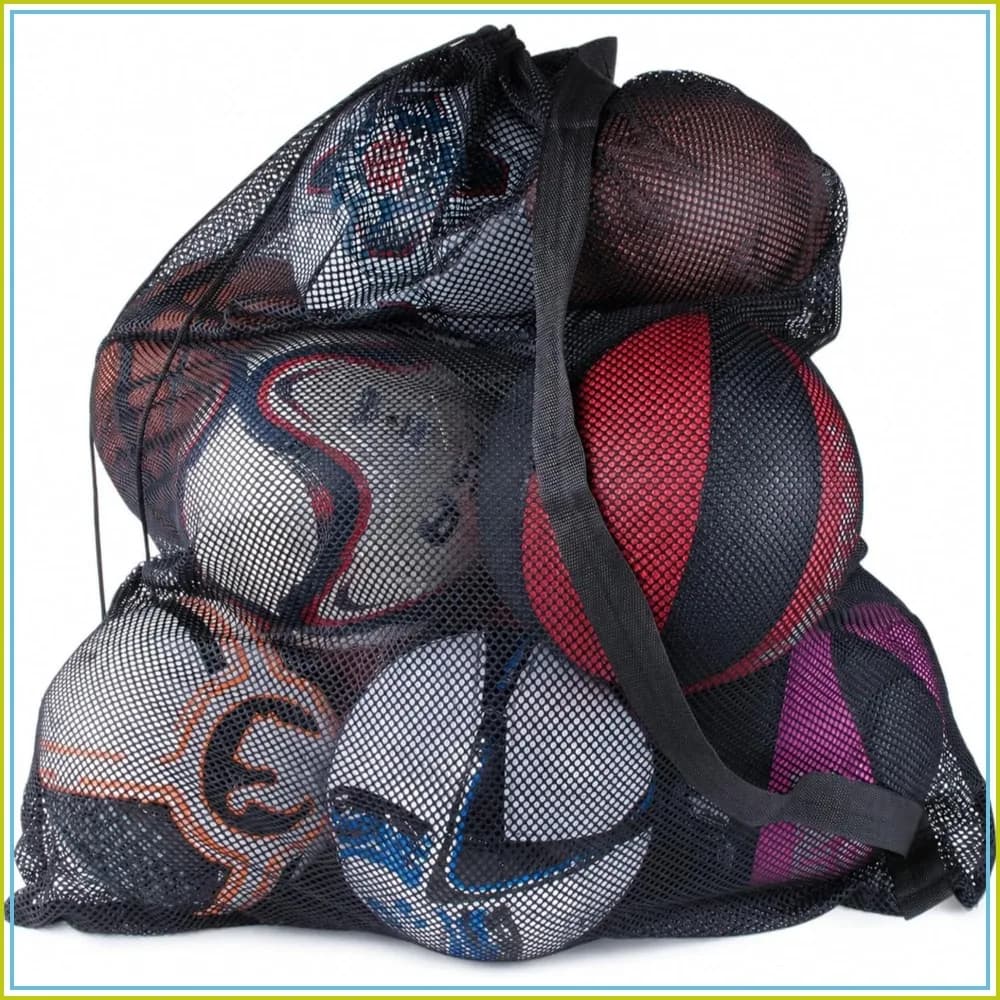 Extra Large Mesh Drawstring Sports Ball Bag - 30x40 Inches, Black, with Shoulder Strap for Soccer, Basketball, Beach & Camping Gear