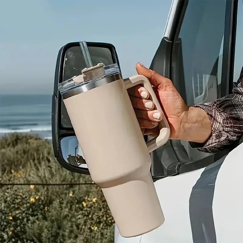 Bottiglia d'acqua isolata in acciaio inossidabile 304 da 40 once, tazza termica per auto da caffè, boccette calde fredde, boccette sottovuoto con manico in cannuccia, per lo sport