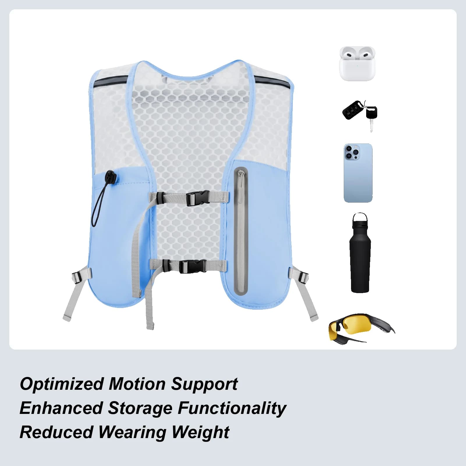 Running vest for hydration Breathable hydration vest Sports bag Light chest bag for bladder Phone bag for men Hiking Cycling