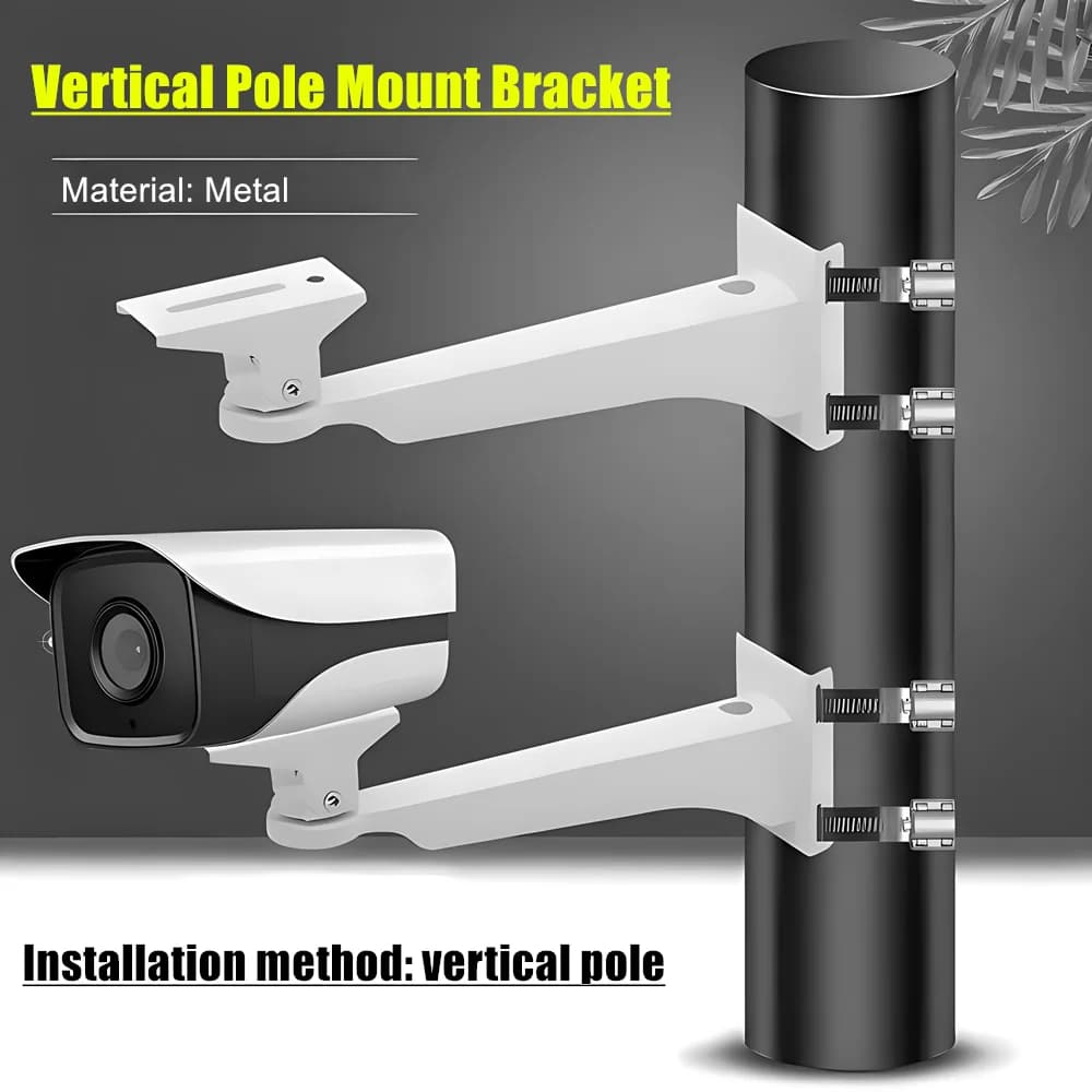 Staffa per cerchio in metallo Staffa di montaggio per palo verticale/colonna Supporto per telecamera CCTV di sicurezza con passanti da 100MM 200mm 300mm 400mm Opzionale