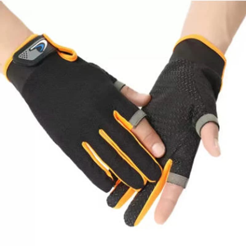 Fishing Gloves for Men Women Summer Two Finger Cut Anti-Slip Breathable Touchscreen Sun-Proof Gloves for Angling Cycling Gym