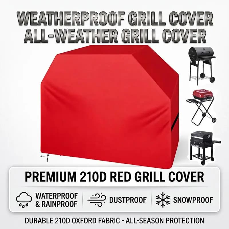 210D BBQ Cover Dustproof Waterproof Thickened Outdoor Grill Hood Protective Stove Cover Camping Picnics Rainproof BBQ Cover