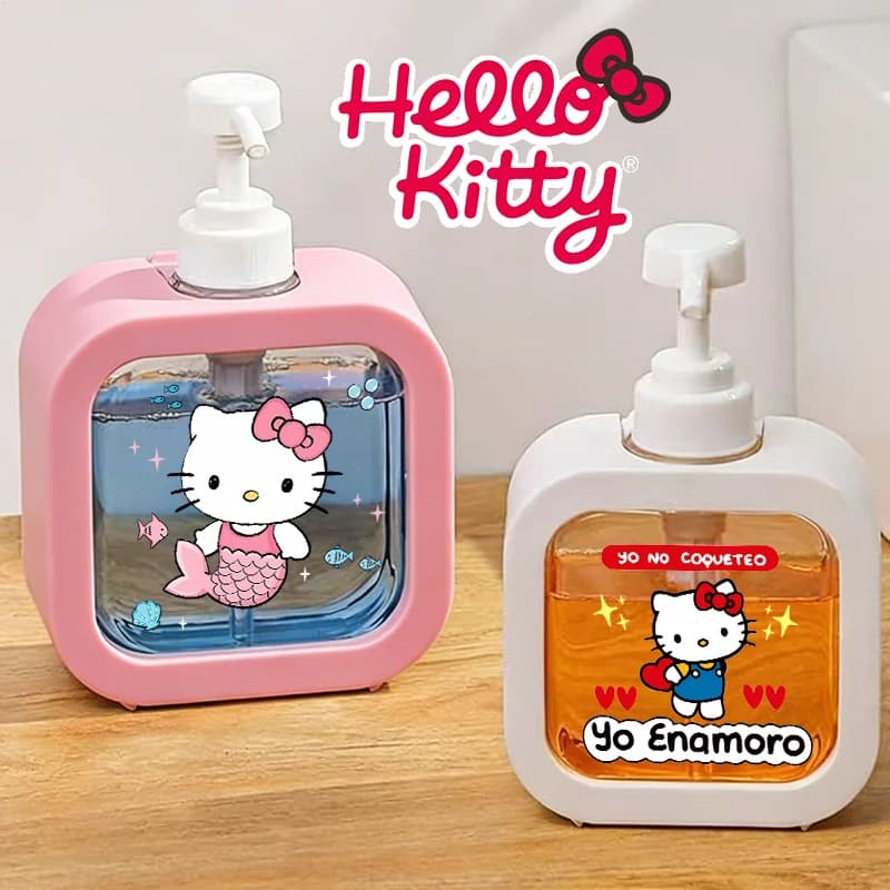 Dispenser di Sapone Hello Kitty, Pompa per Sapone Liquido, Bottiglia Ricaricabile per Shampoo, Portatile da Viaggio, Regalo Kawaii