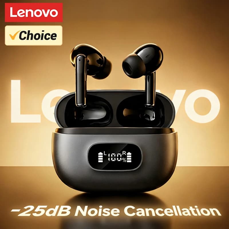 Lenovo LE207 Wireless Headphones with ENC Rumor Cancellation, Bluetooth 6.0, Digital LED Display, Gaming Headphones
