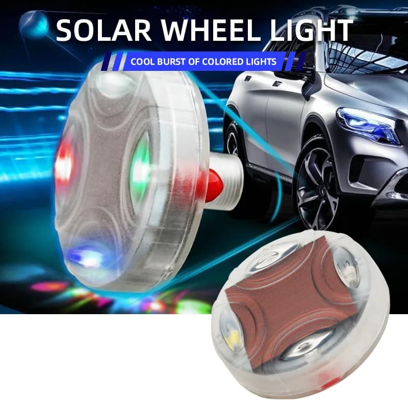 4pcs Solar Car Led Valve Cap Lights Waterproof Flash Wheel Rim Light 4 Modes LED Light RGB Atmosphere Lamp Cap Cover Accessories